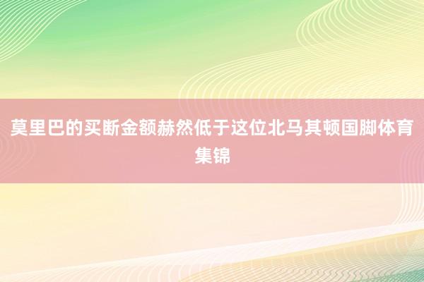 莫里巴的买断金额赫然低于这位北马其顿国脚体育集锦