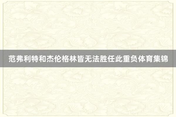 范弗利特和杰伦格林皆无法胜任此重负体育集锦