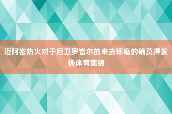 迈阿密热火对于后卫罗皆尔的来去琢磨的确莫得发扬体育集锦