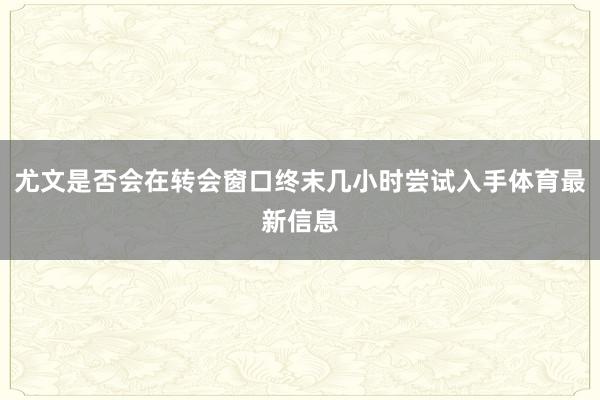 尤文是否会在转会窗口终末几小时尝试入手体育最新信息