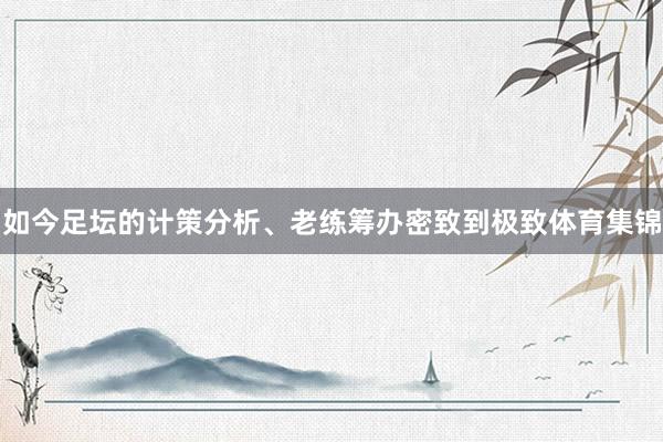 如今足坛的计策分析、老练筹办密致到极致体育集锦