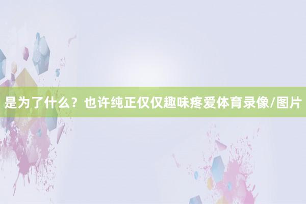 是为了什么?也许纯正仅仅趣味疼爱体育录像/图片